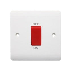 Securlec 1 Gang Double Pole Cooker Switch 45amp - Square-Eclipse Fencing