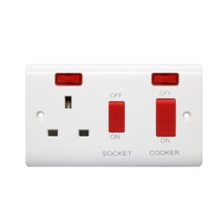 Securlec Cooker Switch & Socket Double Pole 13 Amp-Eclipse Fencing