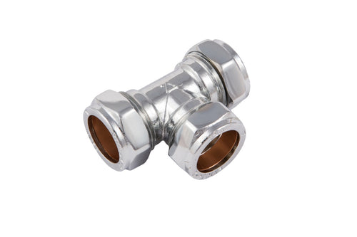 Securplumb Compression Equal Tee Chrome Plated 15mm-Eclipse Fencing
