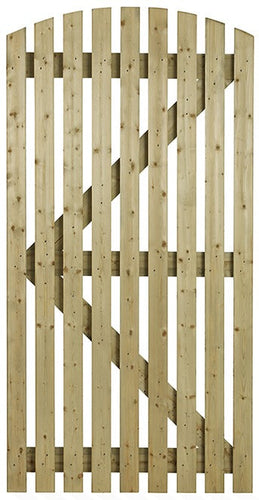 Slatted Curve Side Gate Pressure Treated 900mm x 1.8m-Eclipse Fencing