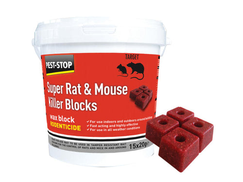 Super Rat & Mouse Killer Wax Blocks 15 x 20g Wax Blocks-Eclipse Fencing